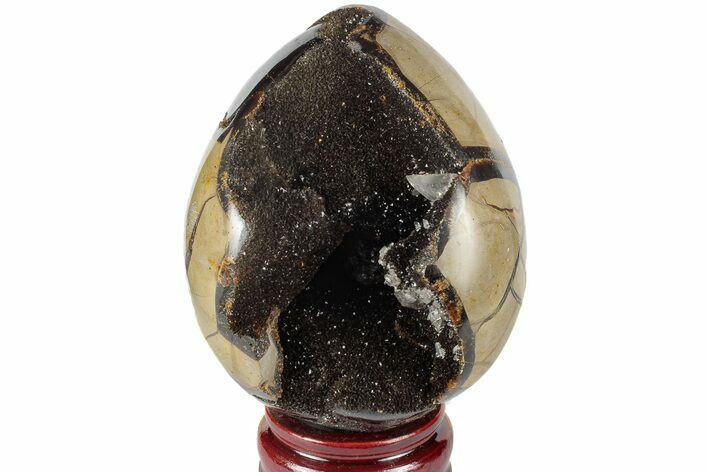 Septarian Dragon Egg Geode - Black Crystals #191472